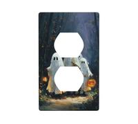 Simpatici fantasmi che camminano nel vecchio sentiero della foresta zucche copertura per interruttore della luce decorativa 1 banda piastra da parete per cucina stanza bagno dimensioni 7 x 11,4 cm