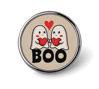 Simpatici fantasmi che mano cuori rossi Halloween San Valentino spilla rotonda per uomo donna moda distintivo collare pin vestito giacca zaino accessori