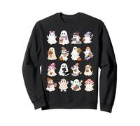 Simpatici Fantasmi con Animali Domestici e Accessori Autunnali Divertente Halloween Felpa