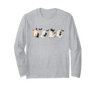 Simpatici Fantasmi di Halloween con Gatti Neri Stelle e Pipistrelli Divertente Gatto Maglia a Manica