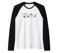 Simpatici Fantasmi di Halloween con Gatti Neri Stelle e Pipistrelli Divertente Gatto Maglia con Maniche Raglan