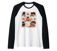 Simpatici Fantasmi Gatti Neri Che leggono Libri Cadono Accogliente Maglia con Maniche Raglan
