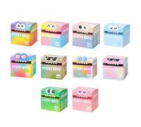 Simpatici foglietti adesivi con motivo a mostri, confezione da 105 pezzi, divertenti e pastello, con animali pastello, scatole autoadesive per appunti, piccole cose da fare, note per post, carine (10