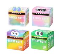 Simpatici foglietti adesivi con motivo di mostri, confezione da 105 pezzi, divertenti e pastello, con animali pastello, scatole autoadesive per appunti, piccole cose da fare, note postali carine (4