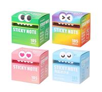 Simpatici foglietti adesivi con motivo di mostri, confezione da 105 pezzi, divertenti e pastello, con animali pastello, scatole autoadesive per appunti, piccole liste da fare, note per post, carine (4