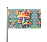 Simpatici funghi colorati Stampe Bandiere decorative per esterni 0,9 x 1,5 m leggere e belle adatte per cortili all'aperto e celebrazioni di festival.
