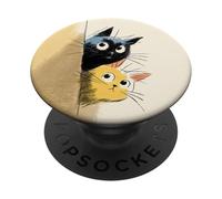 Simpatici gatti curiosi che sbirciano divertenti gattini con occhi larghi PopSockets PopGrip Adesivo