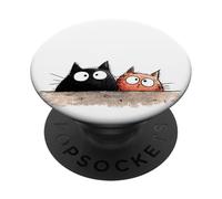 Simpatici gatti curiosi che sbirciano divertenti gattini con occhi larghi PopSockets PopGrip Adesivo