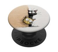 Simpatici gatti curiosi che sbirciano divertenti gattini con occhi larghi PopSockets PopGrip Adesivo