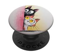 Simpatici gatti curiosi che sbirciano divertenti gattini con occhi larghi PopSockets PopGrip Adesivo