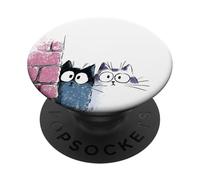 Simpatici gatti curiosi che sbirciano divertenti gattini con occhi larghi PopSockets PopGrip Adesivo