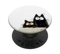 Simpatici gatti curiosi che sbirciano divertenti gattini con occhi larghi PopSockets PopGrip Adesivo