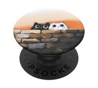 Simpatici gatti curiosi che sbirciano divertenti gattini con occhi larghi PopSockets PopGrip Adesivo
