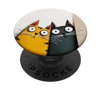 Simpatici gatti curiosi che sbirciano divertenti gattini con occhi larghi PopSockets PopGrip Adesivo
