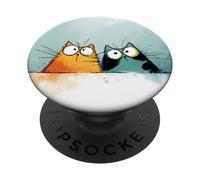 Simpatici gatti curiosi che sbirciano divertenti gattini con occhi larghi PopSockets PopGrip Adesivo