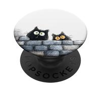 Simpatici gatti curiosi che sbirciano divertenti gattini con occhi larghi PopSockets PopGrip Adesivo