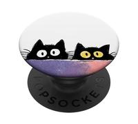 Simpatici gatti curiosi che sbirciano divertenti gattini con occhi larghi PopSockets PopGrip Adesivo
