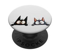 Simpatici gatti curiosi che sbirciano divertenti gattini con occhi larghi PopSockets PopGrip Adesivo