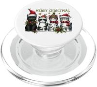 Simpatici gatti di Natale che indossano cappelli di Babbo Natale e sciarpe per le vacanze PopSockets PopGrip per MagSafe