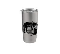 Simpatici gatti, libro, caffè, tè, gatto nero che dorme sui libri Bicchiere termico in acciaio inox doppia parete