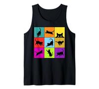 Simpatici Gatti Neri Colorati Silhouette Pop Art Canotta