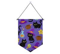 Simpatici gatti neri per Halloween banner gancio per parete con asta telescopica bandiera banner appeso decorazione della parete per interni, all'aperto partito suministros para fiesta de a?o nuevo