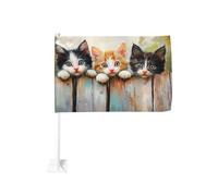 Simpatici gattini che sbirciano staccionata in legno per auto bandiera per esterni finestra clip 30 x 45 cm doppio lato decorazione auto