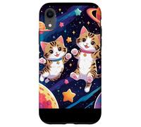 simpatici gattini galleggianti in atmosfera pianeti stelle spazio gatto Custodia per iPhone XR