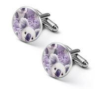 Simpatici gemelli rotondi a forma di koala, ideali come regalo per la festa del papà o per le feste aziendali, 2.0cm, Metallo, Nessuna pietra preziosa
