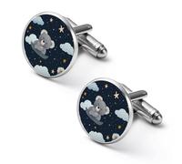 Simpatici gemelli rotondi a forma di koala per camicia, ideali come regalo per la festa del papà o per le feste aziendali, 2.0cm, Metallo, Nessuna pietra preziosa