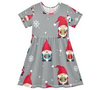 Simpatici gnomi rossi cappelli grigi ragazze vestito per giochi quotidiani e feste morbido stile primavera estate, 2T, Cute Gnomes Cappelli Rossi Grigio, 7-8 Anni