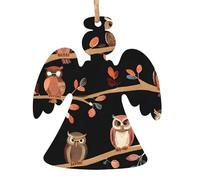 Simpatici gufi marroni dei cartoni animati - Ornamenti natalizi in legno fatti a mano - Decorazione da appendere stampata su entrambi i lati per regali per la casa dell'albero 2