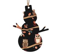 Simpatici gufi marroni dei cartoni animati - Ornamenti natalizi in legno fatti a mano - Decorazione da appendere stampata su entrambi i lati per regali per la casa dell'albero 2