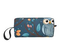 Simpatici gufi sui rami borsa per il trucco resistente all'acqua da viaggio organizer per articoli da toeletta per donne uomini fiori foglie custodia cosmetica con cerniera piccola borsa portatile per