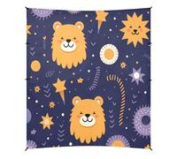 Simpatici Leoni Carini Doodle Tenda da Spiaggia Facile da Montare,Parasole per Campeggio con Sacchi di Sabbia,Palette e Picchetti Ideale per Picnic