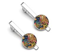 Simpatici leopardi tropicali divertenti fermacravatta clip fermacravatta clip fermacravatta normale cravatta regali decorativi per gli uomini, 5.5x2.2cm, Metallo