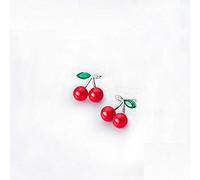 Simpatici Orecchini A Bottone in Cristallo Rosso Ciliegia Verde 925 Sterling Silver per Le Donne Gioielli di Moda Anniversario