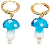 Simpatici orecchini a cerchio con ciondolo a forma di fungo, orecchini a goccia colorati con funghi Huggie penzolano gioielli da donna Regali di NataleDesign intelligente
