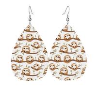 Simpatici orecchini a forma di bradipo da donna, alla moda, in pelle a goccia, alla moda, colorati, a forma di goccia