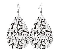 Simpatici orecchini a forma di bulldog francese nero e bianco da donna, orecchini colorati in pelle a goccia per le donne alla moda, orecchini a goccia gioielli