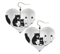 Simpatici orecchini a forma di cuore con stampa a forma di orsetto, accessori da donna leggeri, perfetti per feste e San Valentino.