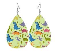 Simpatici orecchini a forma di dinosauro per donne, ragazze, in pelle, gioielli leggeri, orecchini pendenti a goccia