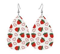 Simpatici orecchini a forma di fragola e cuore, orecchini a goccia in ecopelle, leggeri pendenti per donne e ragazze