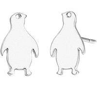Simpatici Orecchini a Forma di Pinguino Simpatici Animali Orecchini a Forma di Pinguino Semplice Cartone Animato Mini Orecchini a Lobo Ornamento da Donna, Argento Attractive Design