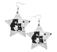 Simpatici orecchini a forma di stella in pelle con stampa a forma di orsetto di latte, accessori leggeri ed eleganti per feste, balli e vita quotidiana.