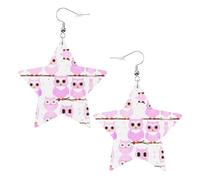 Simpatici orecchini a forma di stella in pelle con stampa a gufo, accessori leggeri ed eleganti per feste, balli e vita quotidiana.