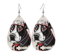 Simpatici orecchini a goccia in pelle con stampa a forma di cane da fattoria, accessorio alla moda per feste