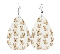 Simpatici orecchini con stampa di cani Terrier da donna, orecchini in pelle a goccia alla moda per le donne alla moda, orecchini a goccia colorati