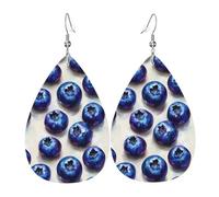 Simpatici orecchini da donna con stampa mirtillo 1, orecchini in pelle a goccia alla moda per le donne alla moda, orecchini a goccia colorati