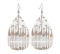 Simpatici orecchini in pelle a forma di giraffa in stile cartone animato per donne, orecchini a goccia piercing gioielli leggeri regali per donne ragazze